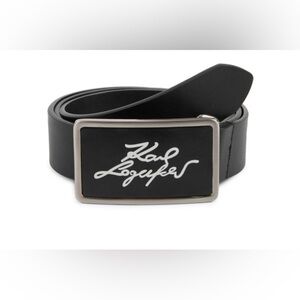 NEW - KARL LAGERFELD PARIS
Logo Plaque Leather Belt
Size 40. Black